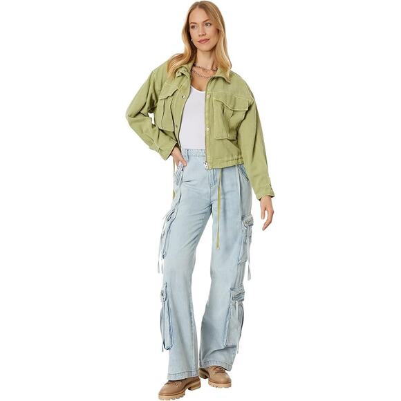 NWT [BLANKNYC] Green Linen Cotton Utility Jacket w/ Drawstring Hem – Size M - Picture 3 of 16